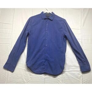 Denim & Flower Shirt Mens Small Blue Cotton Slim Fit Casual Button Up Outdoor